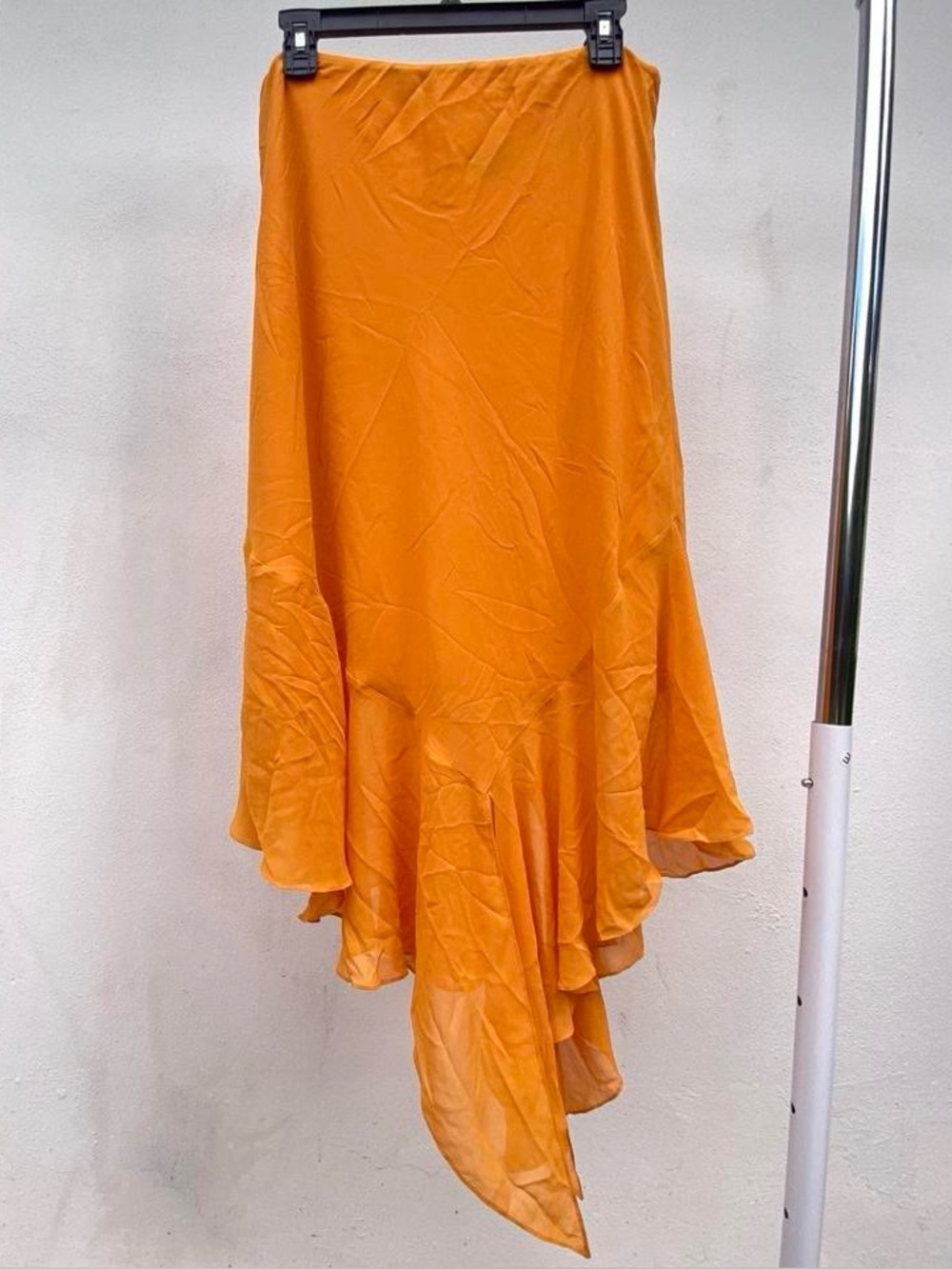Y2K EURO Fairy Orange Chiffon Asymmetrical Midi Maxi Skirt Size Medium Large M/L